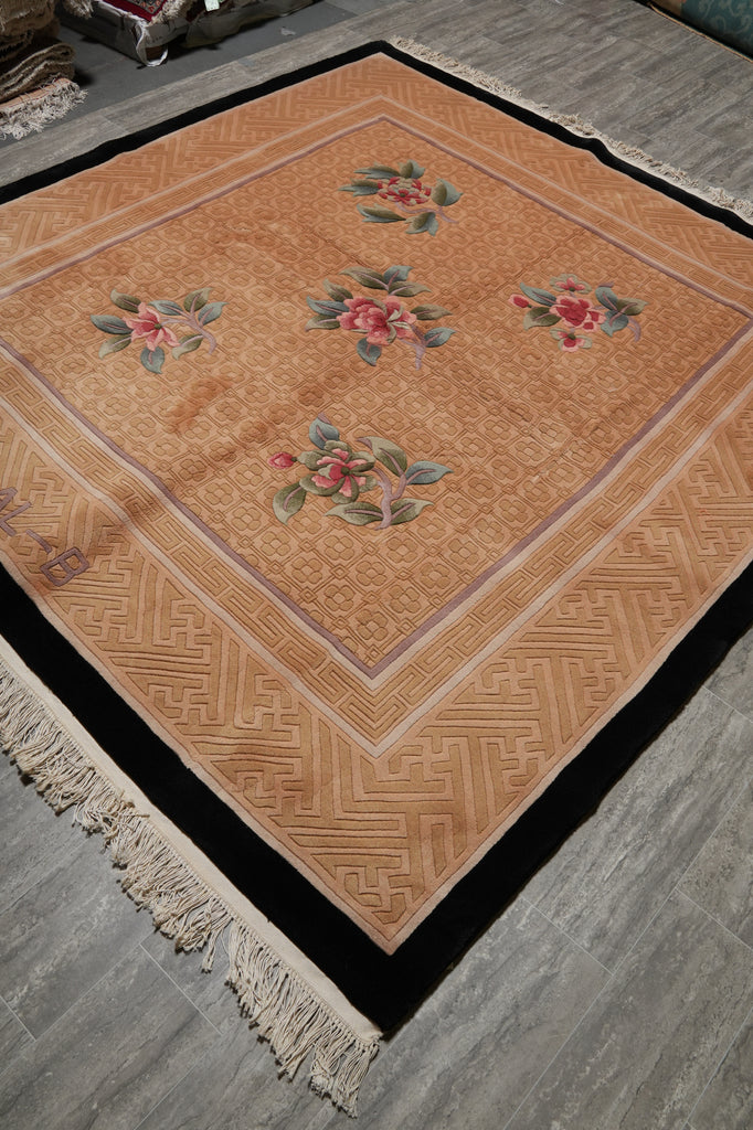 7.11 x 8.6 Square New Art Deco Pattern Chinese Rug Thick Dense Lustrous Wool - view 4