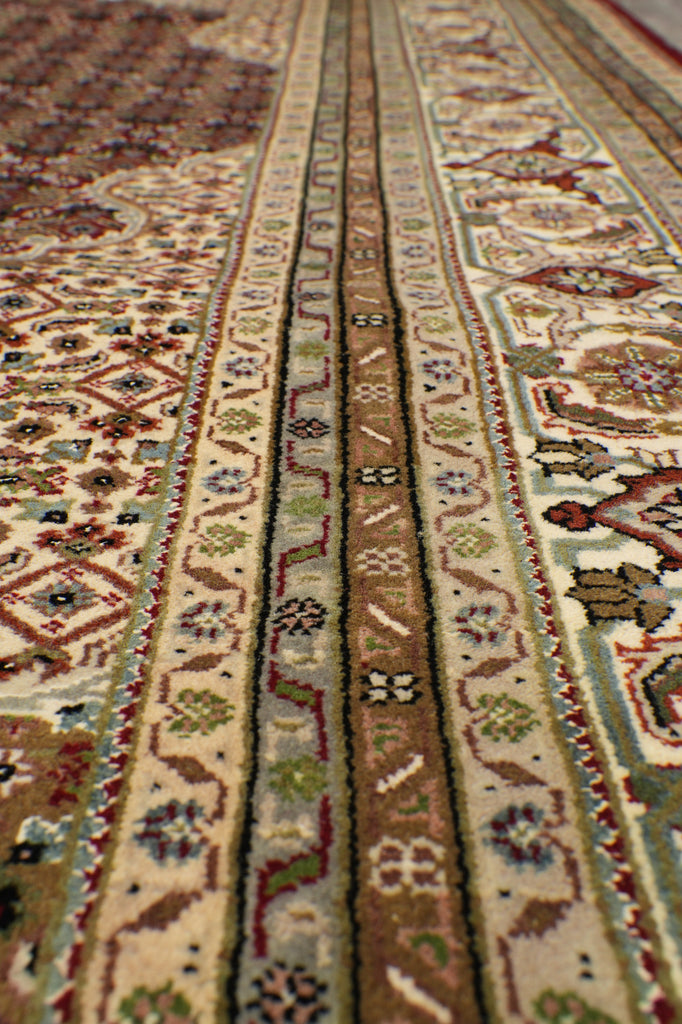 8.2 x 10 Quality Handmade Wool and Silk Tabriz Mahi Rug Pomegranate Red #F-4473