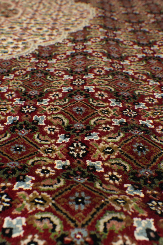 8.2 x 10 Quality Handmade Wool and Silk Tabriz Mahi Rug Pomegranate Red #F-4473