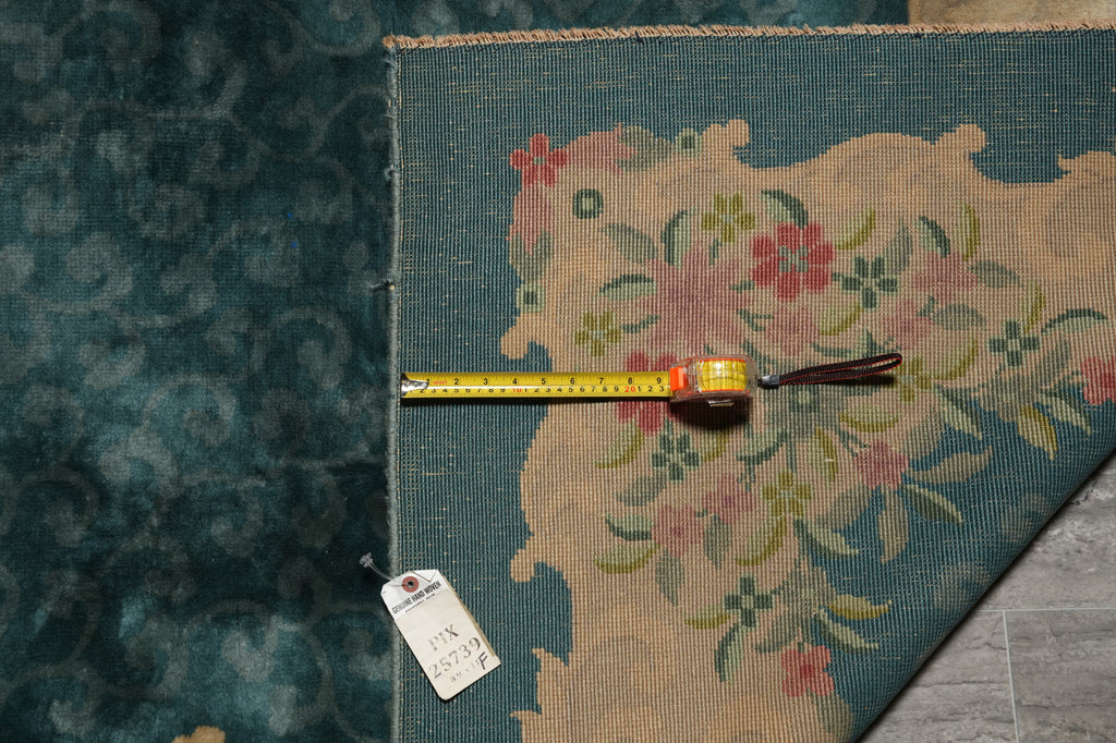 8.9 x 11 Old Chinese Art Deco Rug Green #PIX-25739