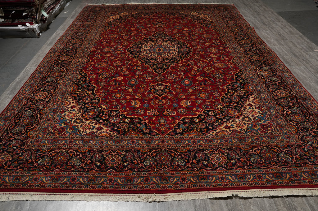 9.6 x 15 Quality Persian Kashan Rug Hand-knotted Iran #PIX-8004