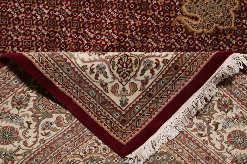 8 x 9.10 High Quality Wool And Silk Dense Weave Tabriz Mahi Rug Ruby Red #F-4474