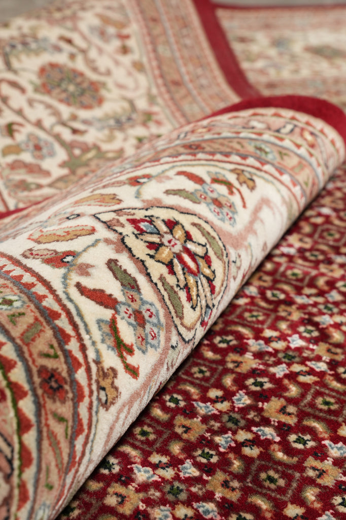 8 x 9.10 High Quality Wool And Silk Dense Weave Tabriz Mahi Rug Ruby Red #F-4474