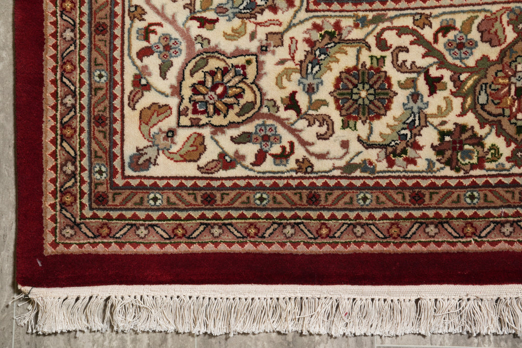 8 x 9.10 High Quality Wool And Silk Dense Weave Tabriz Mahi Rug Ruby Red #F-4474