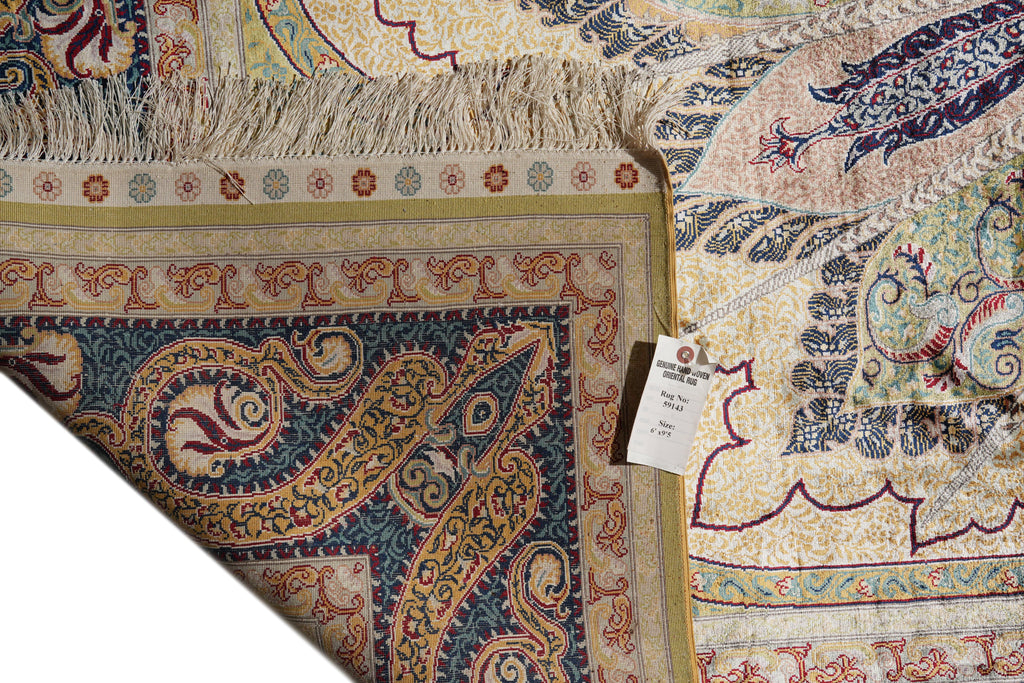 6.0 x 9.5 Fancy Detailed Silk Rug   #PIX-59143
