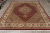 Load image into Gallery viewer, 8 x 9.10 High Quality Wool And Silk Dense Weave Tabriz Mahi Rug Ruby Red #F-4474