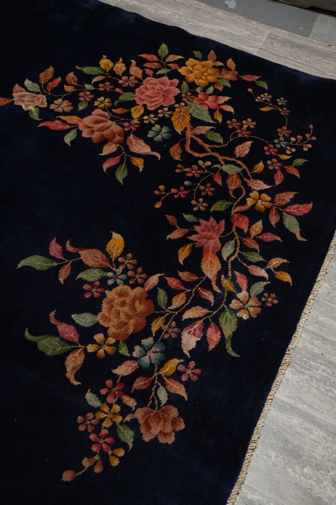 8.11 x 11.9 Art Deco Chinese Rug Royal Blue - view 6