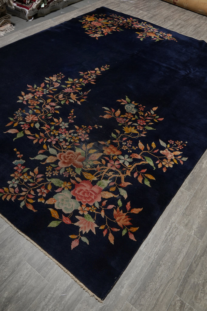 8.11 x 11.9 Art Deco Chinese Rug Royal Blue - view 4