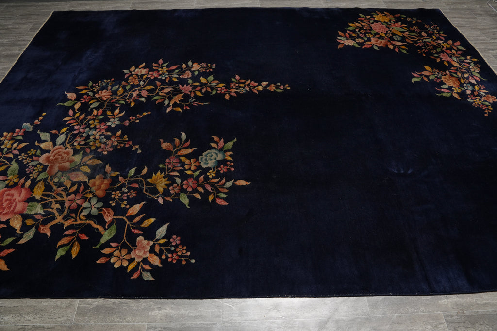 8.11 x 11.9 Art Deco Chinese Rug Royal Blue - view 5