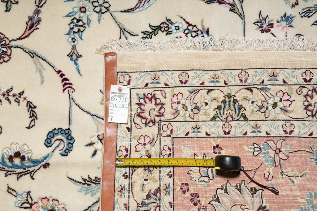 13 x 19.6 Authentic Persian high Quality Wool and Silk Tabriz Rug 400 KPSI Iran #PIX-771