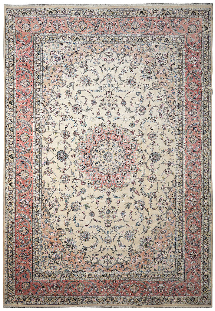13 x 19.6 Authentic Persian high Quality Wool and Silk Tabriz Rug 400 KPSI Iran #PIX-771