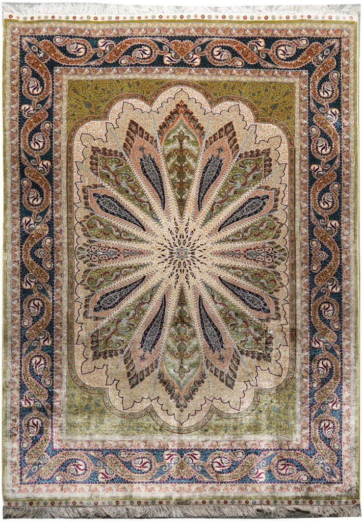 6.0 x 9.5 Fancy Detailed Silk Rug   #PIX-59143