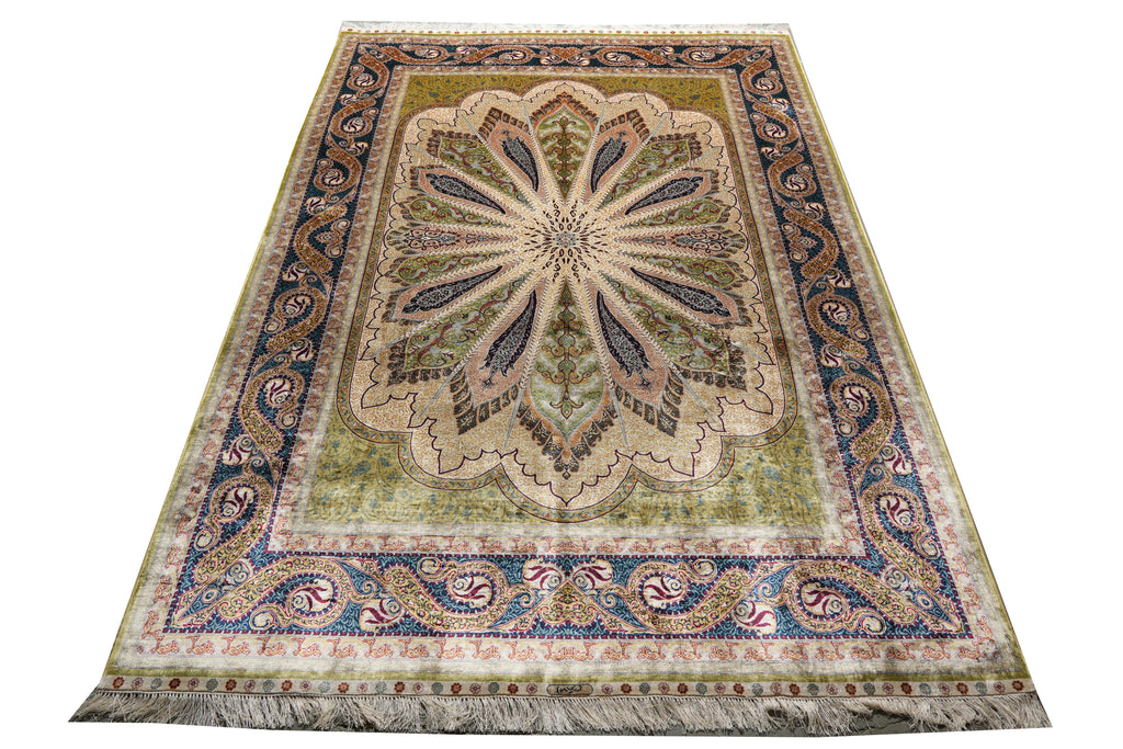 6.0 x 9.5 Fancy Detailed Silk Rug   #PIX-59143