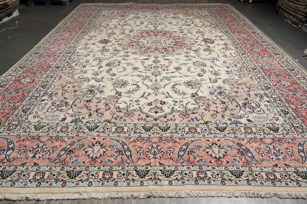 13 x 19.6 Authentic Persian high Quality Wool and Silk Tabriz Rug 400 KPSI Iran #PIX-771