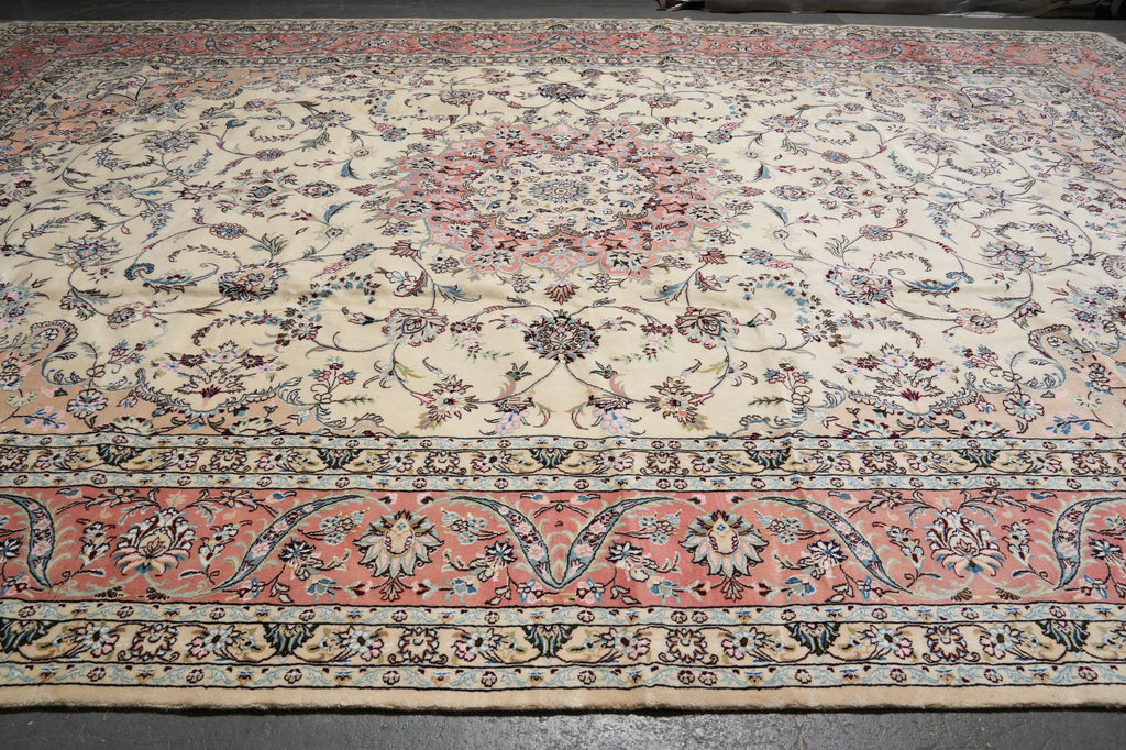 13 x 19.6 Authentic Persian high Quality Wool and Silk Tabriz Rug 400 KPSI Iran #PIX-771