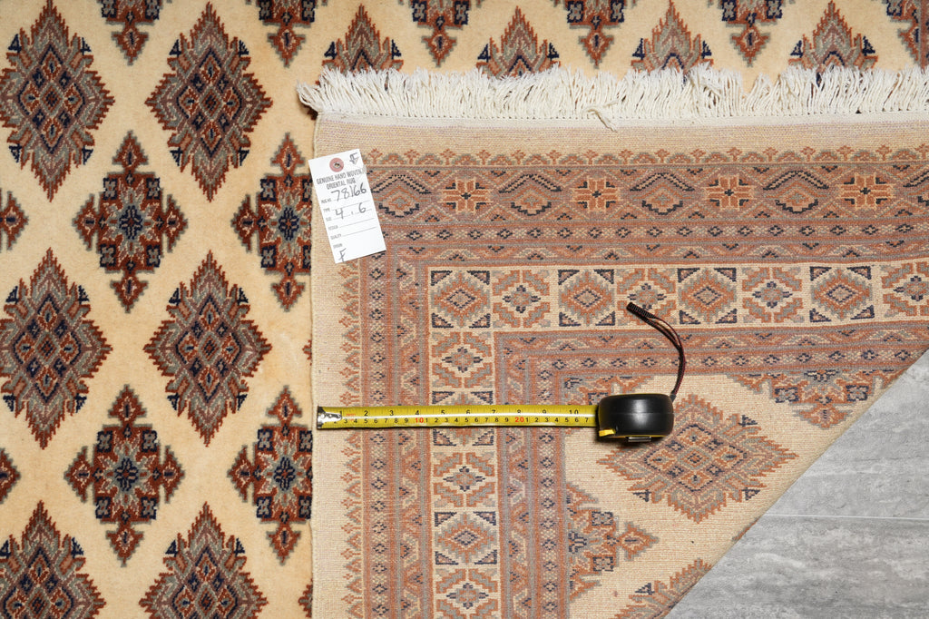4 x 6 Jaldar Bokhara Rug Geormetric Soft Natural Wool Hand-Knotted #B-78166