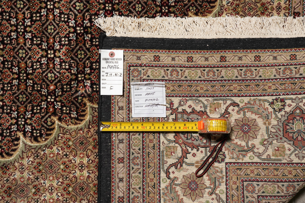 8 x 10.2 Black Tabriz Mahi Quality Handmade Rug #F-4476