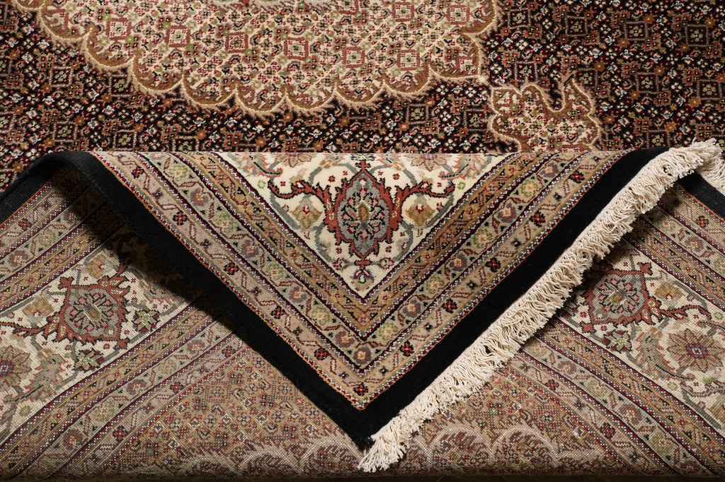 8 x 10.2 Black Tabriz Mahi Quality Handmade Rug #F-4476