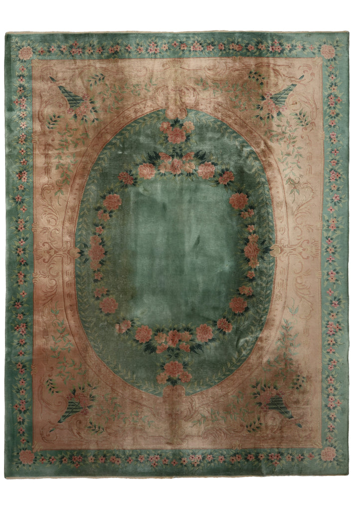 8.4 x 11.7 Art Deco Chinese Rug Green
