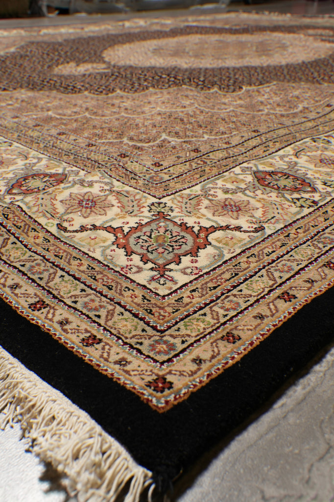 8 x 10.2 Black Tabriz Mahi Quality Handmade Rug #F-4476