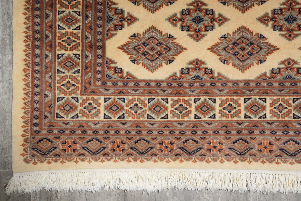 4 x 6 Jaldar Bokhara Rug Geormetric Soft Natural Wool Hand-Knotted #B-78166