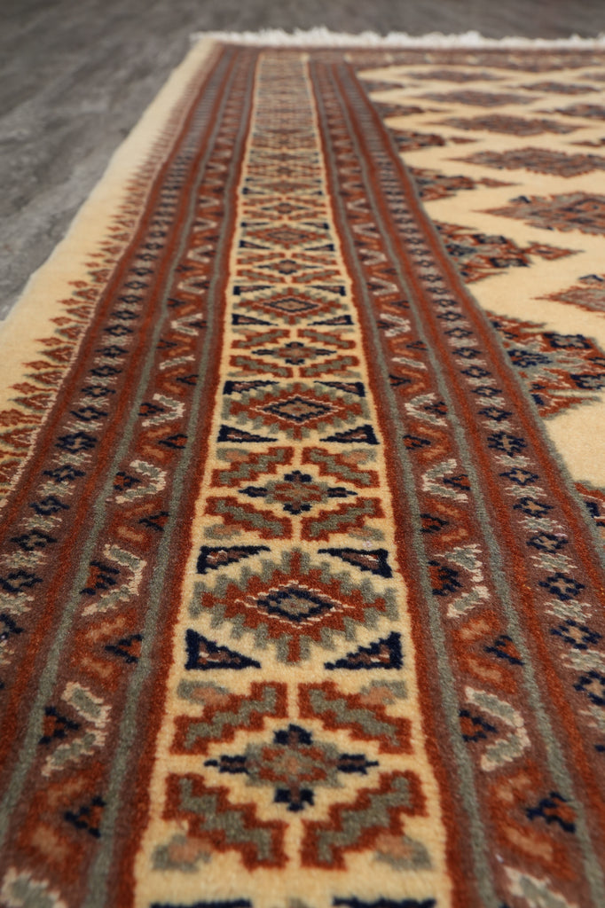 4 x 6 Jaldar Bokhara Rug Geormetric Soft Natural Wool Hand-Knotted #B-78166