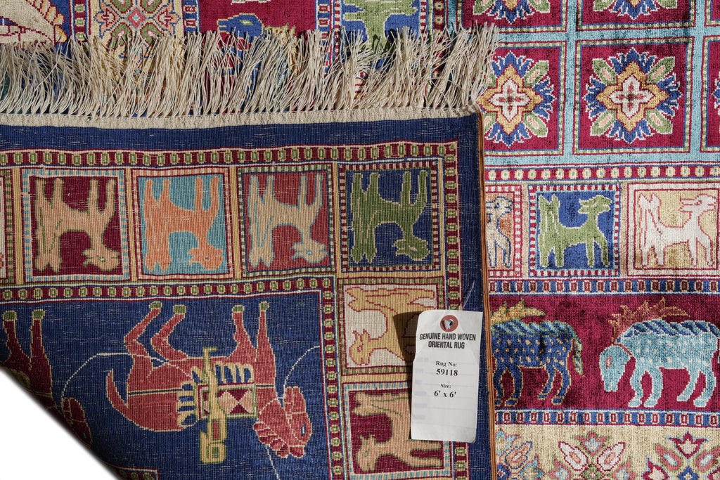 6 x 6 SQUARE SILK RUG HORSES #PIX-59118
