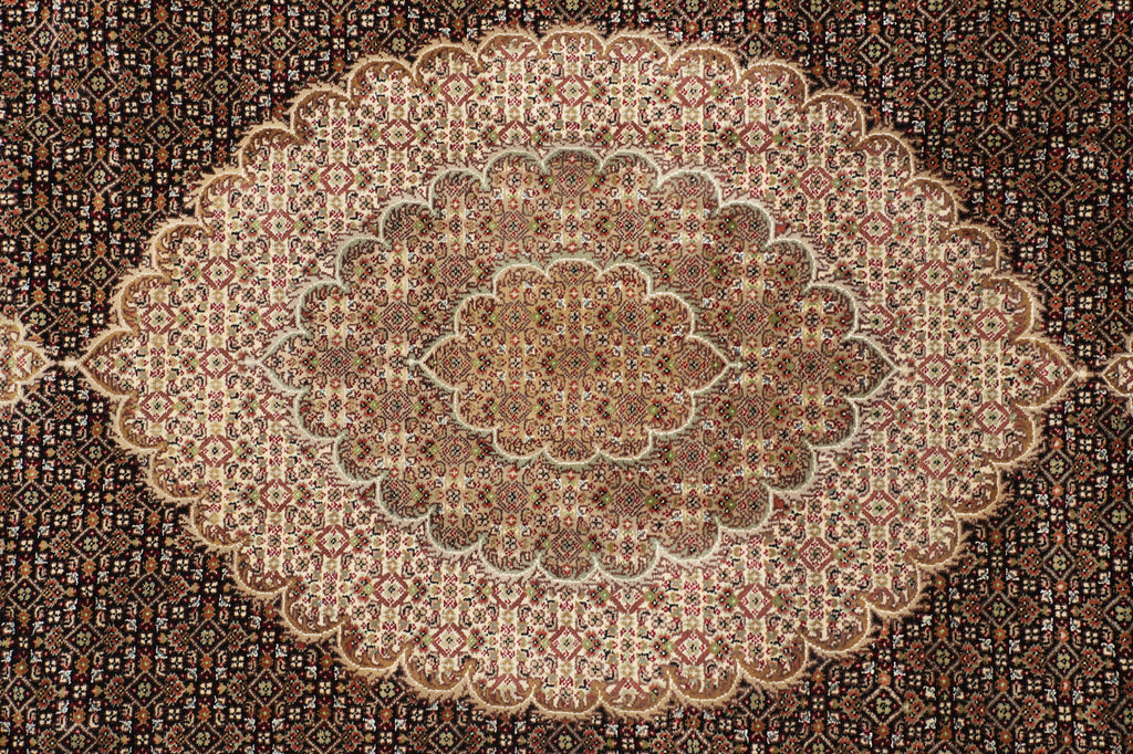 8 x 10.2 Black Tabriz Mahi Quality Handmade Rug #F-4476