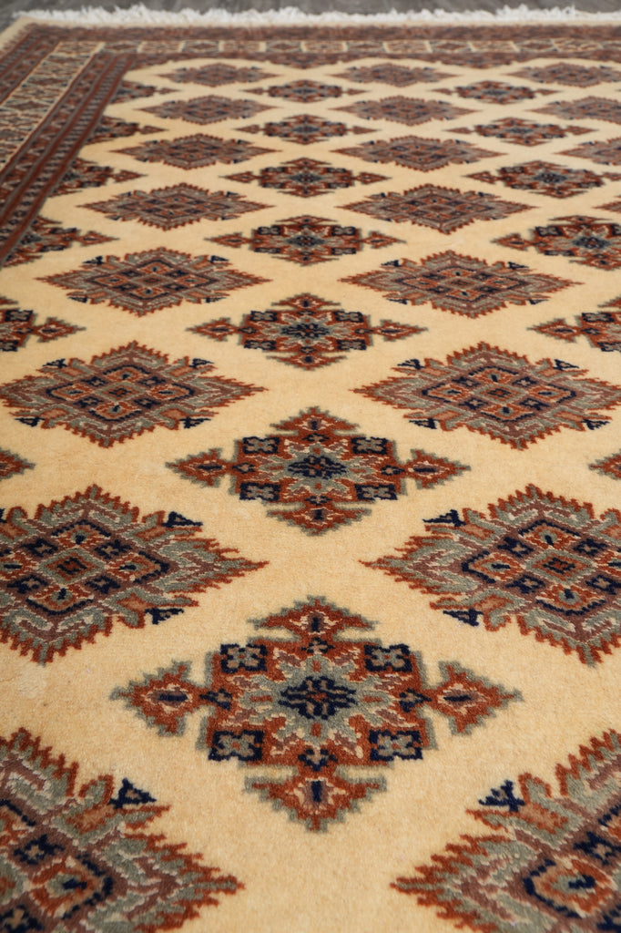 4 x 6 Jaldar Bokhara Rug Geormetric Soft Natural Wool Hand-Knotted #B-78166