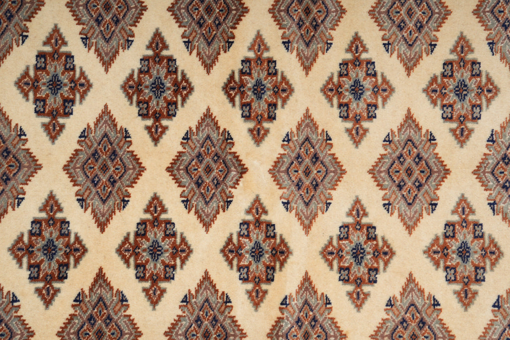 4 x 6 Jaldar Bokhara Rug Geormetric Soft Natural Wool Hand-Knotted #B-78166
