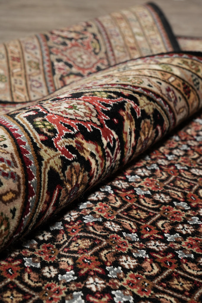 8.1 x 10.1 Black High Quality Wool And Silk Hand-Knotted Area Rug #F-4477