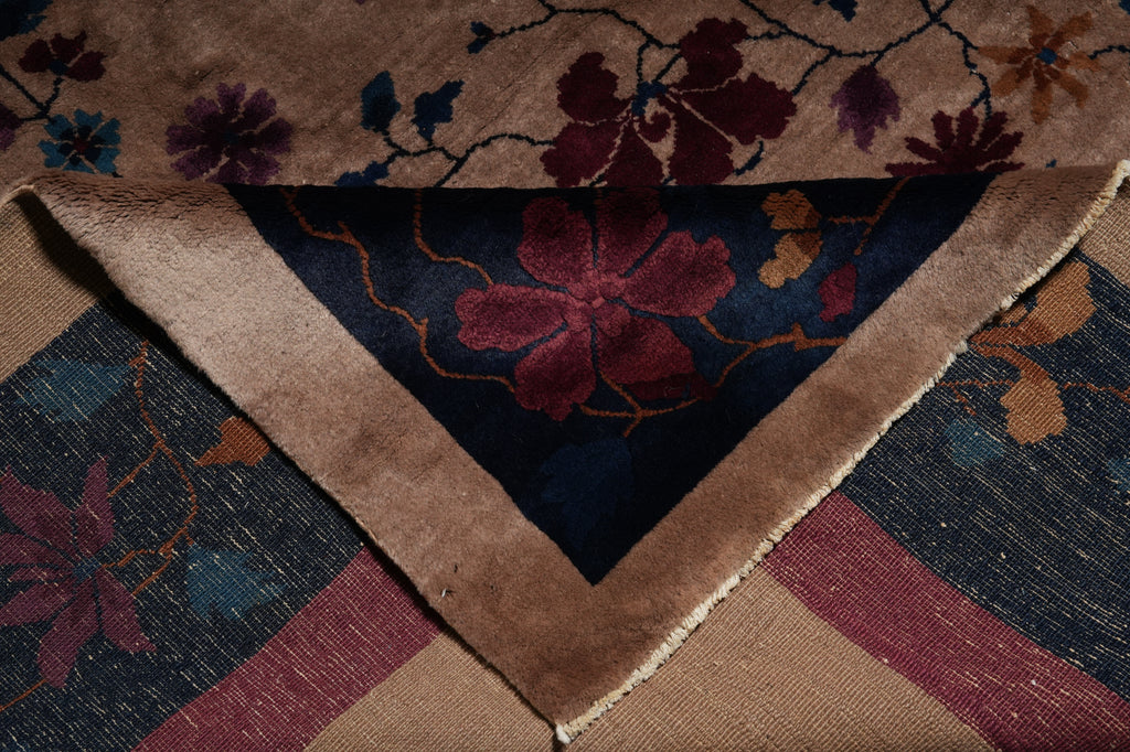 11.3 x 14.2 Art Deco Pattern Hand-Knotted Chinese Rug 1930's #F-6210