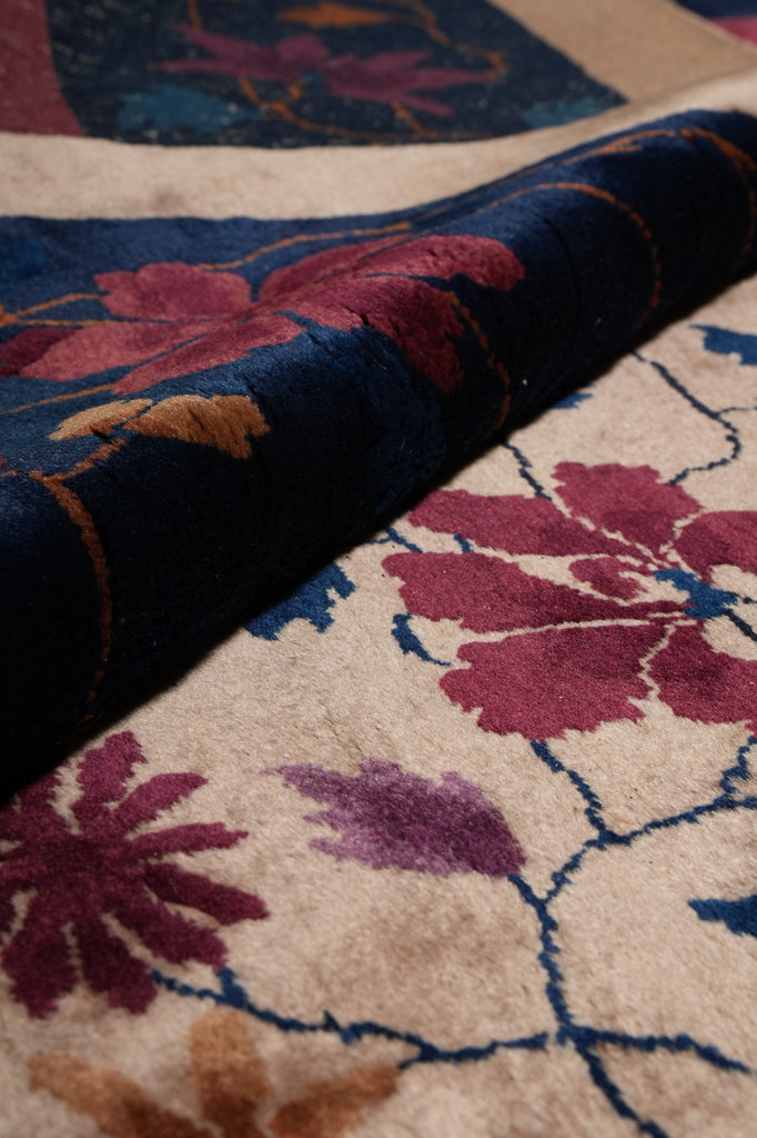 11.3 x 14.2 Art Deco Pattern Hand-Knotted Chinese Rug 1930's #F-6210