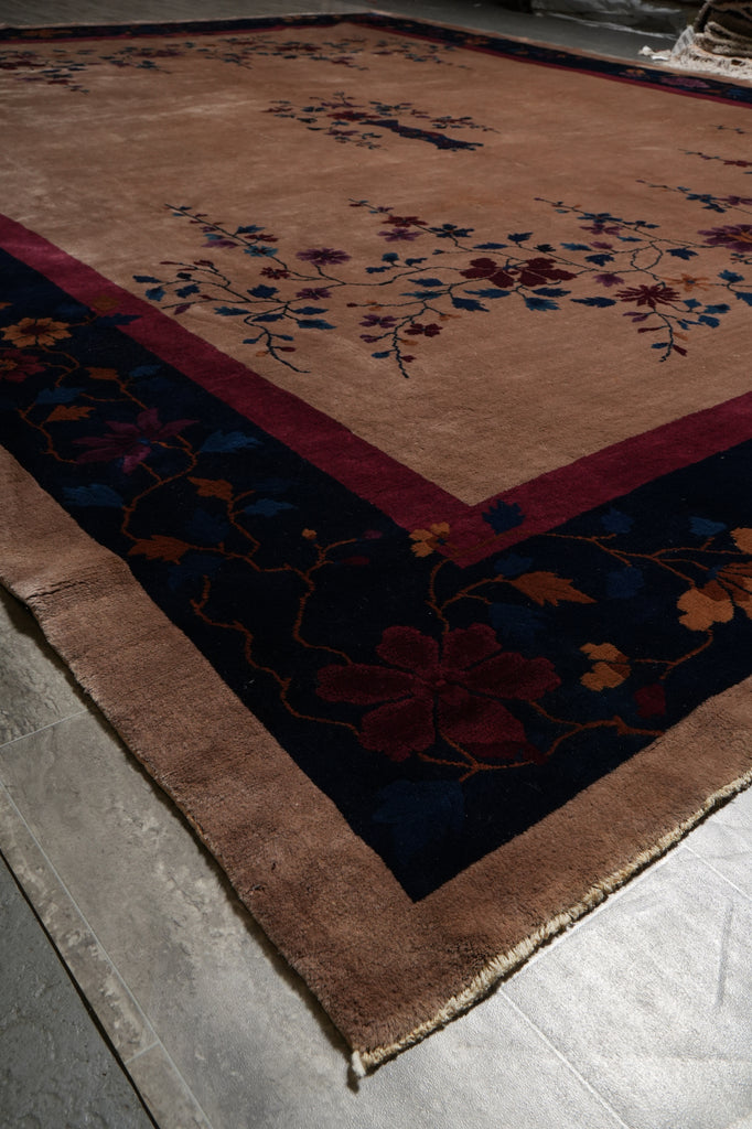 11.3 x 14.2 Art Deco Pattern Hand-Knotted Chinese Rug 1930's #F-6210