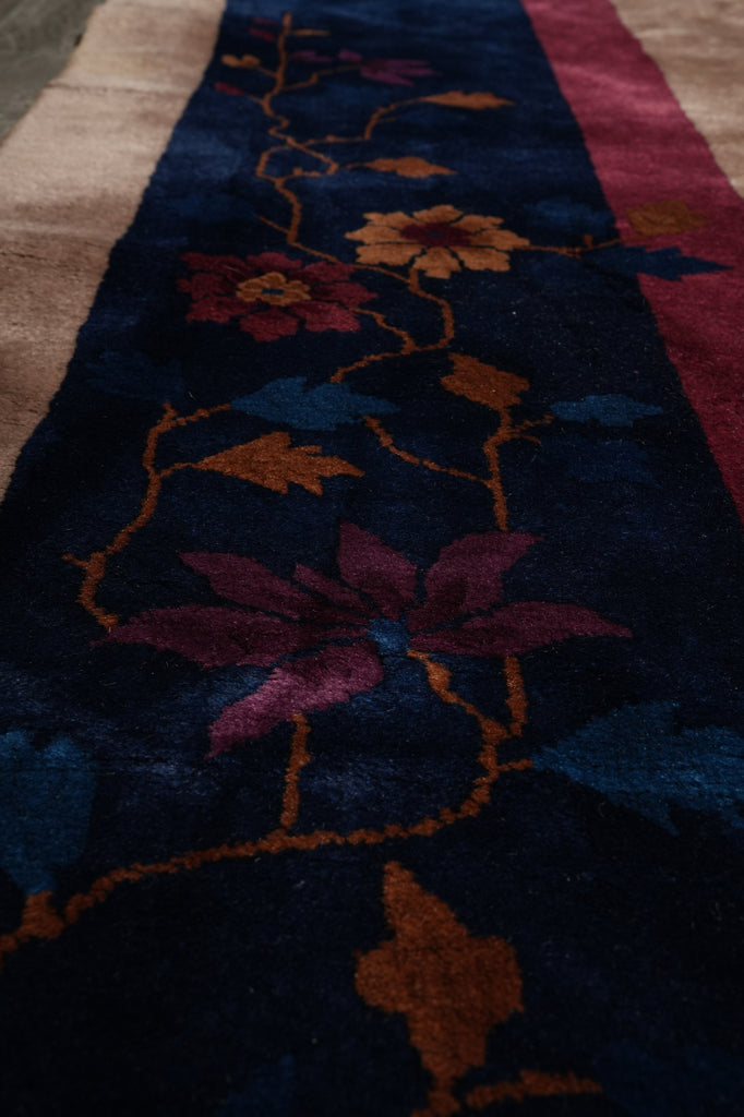 11.3 x 14.2 Art Deco Pattern Hand-Knotted Chinese Rug 1930's #F-6210