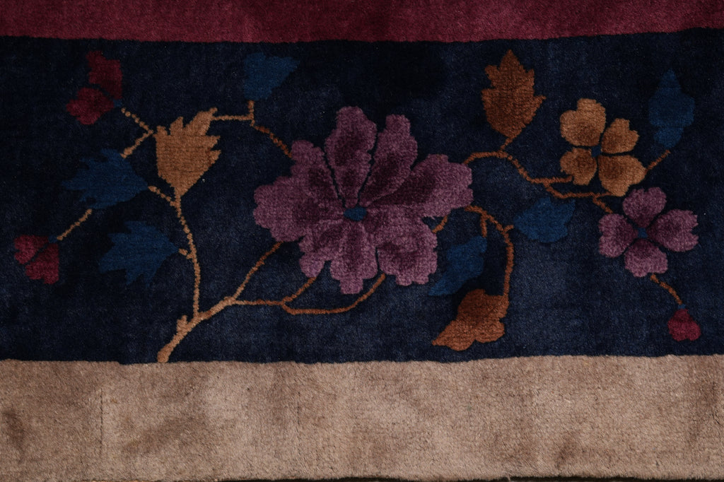 11.3 x 14.2 Art Deco Pattern Hand-Knotted Chinese Rug 1930's #F-6210