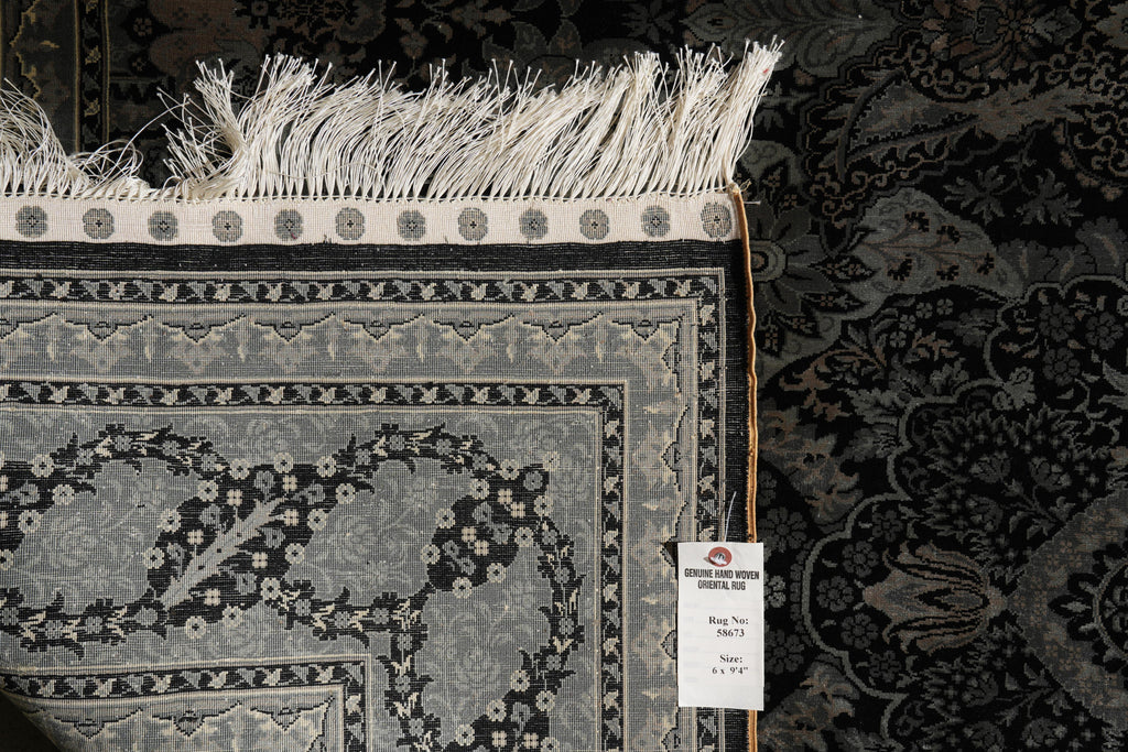 6 x 9 BLACK SILK RUG  #PIX-58673