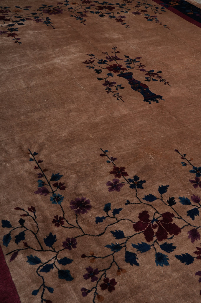 11.3 x 14.2 Art Deco Pattern Hand-Knotted Chinese Rug 1930's #F-6210
