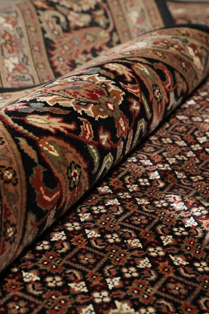 8.2 x 10.2 Earthy Black High Quality Wool and Silk Tabriz Mahi Handmade Carpet #F-4478