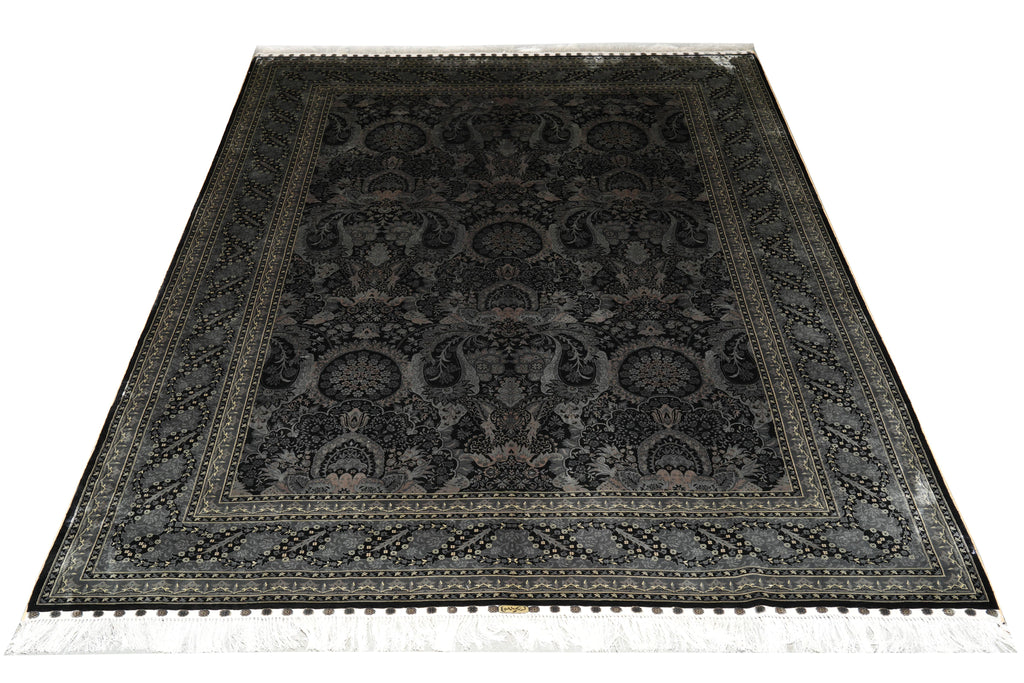 6 x 9 BLACK SILK RUG  #PIX-58673