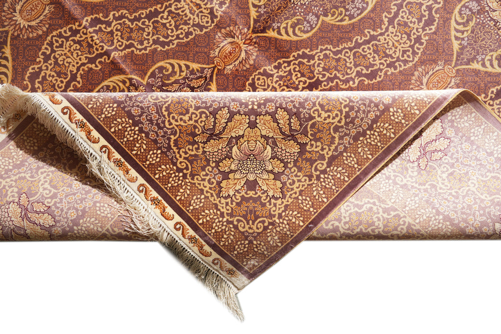 6 x 9 Hand-Knotted Bamboo Silk Carpet Rust Gold #PIX-55763