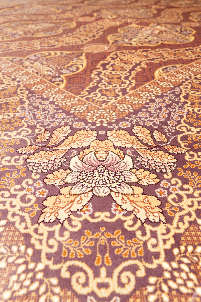 6 x 9 Hand-Knotted Bamboo Silk Carpet Rust Gold #PIX-55763