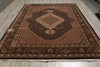Load image into Gallery viewer, 8.2 x 10.2 Earthy Black High Quality Wool and Silk Tabriz Mahi Handmade Carpet #F-4478