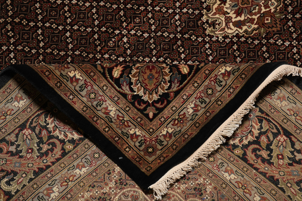 8.3 x 9.8 beautiful Quality Wool and Silk Handmade Area Rug Tabriz Mahi Black #F-4479