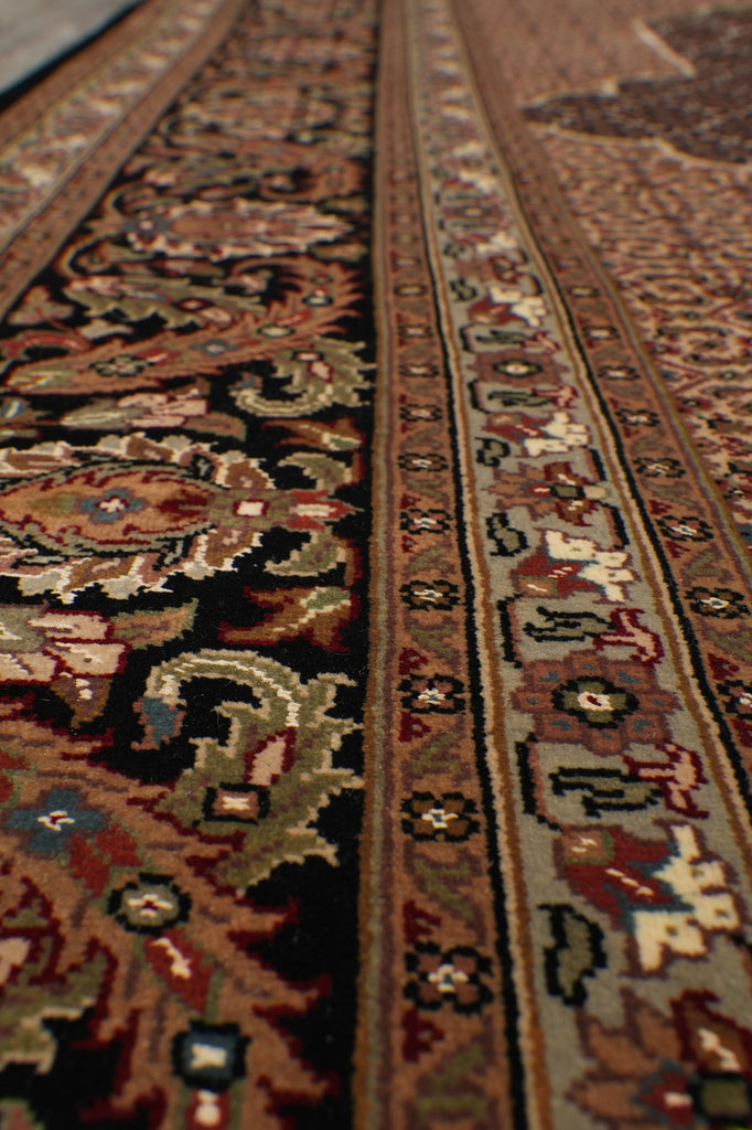 8.3 x 9.8 beautiful Quality Wool and Silk Handmade Area Rug Tabriz Mahi Black #F-4479