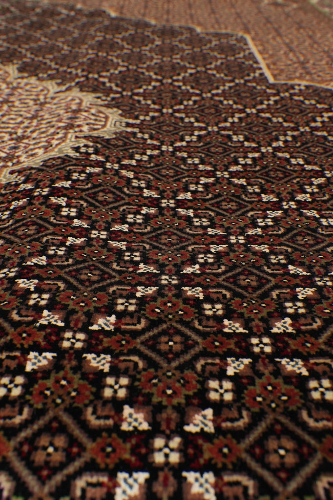 8.3 x 9.8 beautiful Quality Wool and Silk Handmade Area Rug Tabriz Mahi Black #F-4479