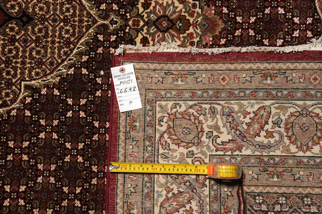 6.6 x 9.8 Quality Handmade Wool and Silk Tabriz Mahi Ruby Burgundy #F-4481