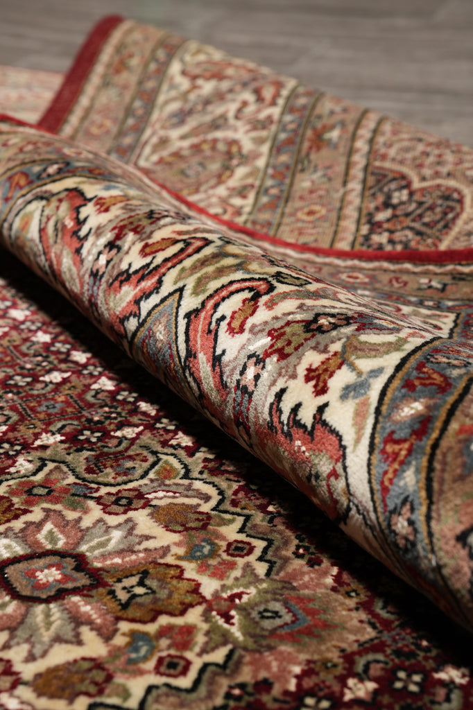 6.6 x 9.8 Quality Handmade Wool and Silk Tabriz Mahi Ruby Burgundy #F-4481