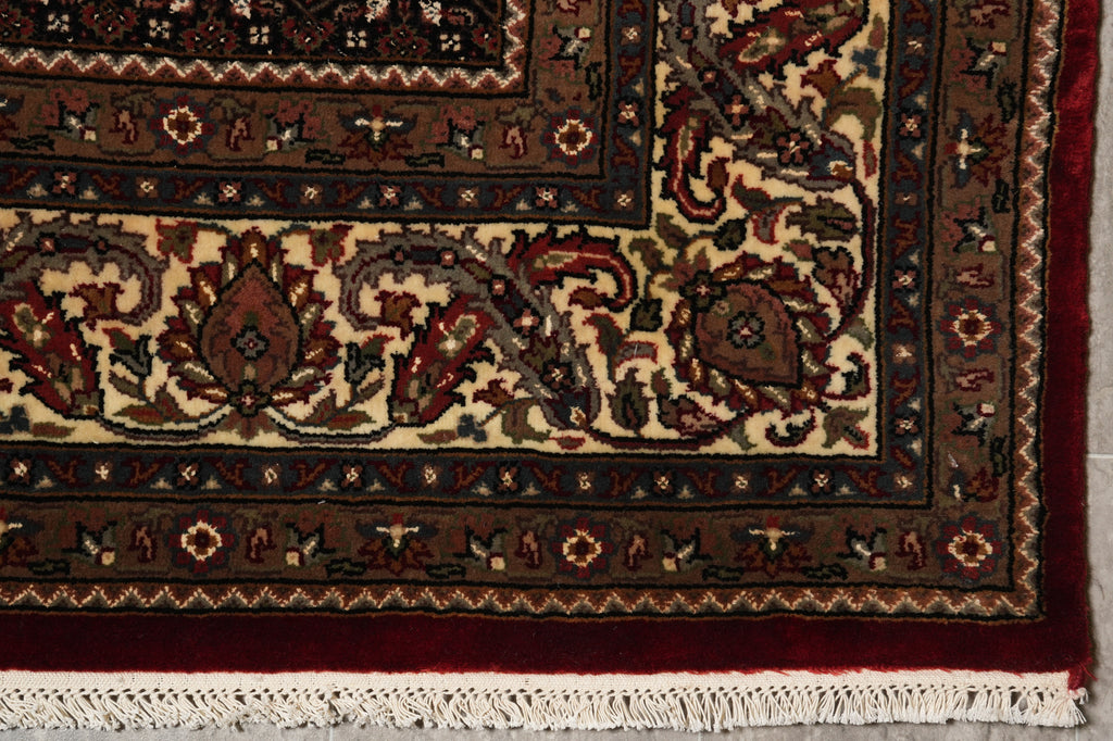 6.6 x 9.8 Quality Handmade Wool and Silk Tabriz Mahi Ruby Burgundy #F-4481