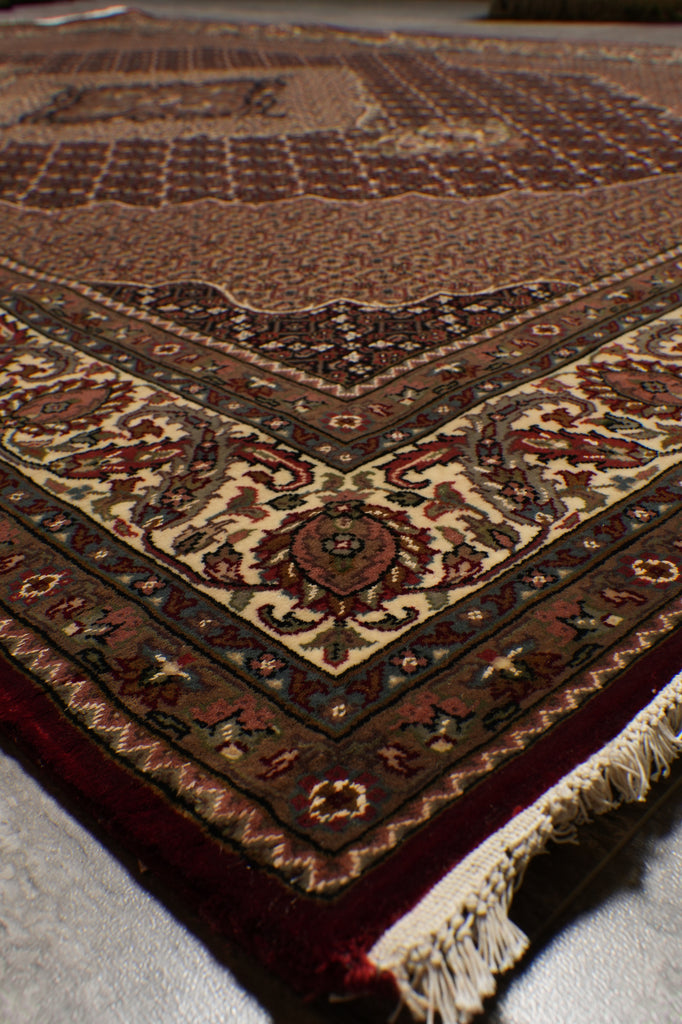 6.6 x 9.8 Quality Handmade Wool and Silk Tabriz Mahi Ruby Burgundy #F-4481